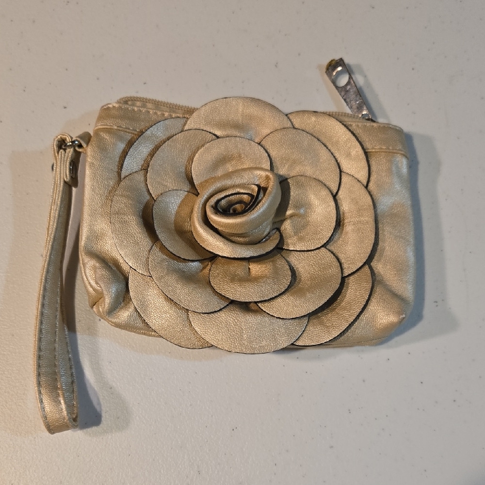 Elegant Gold Floral Clutch